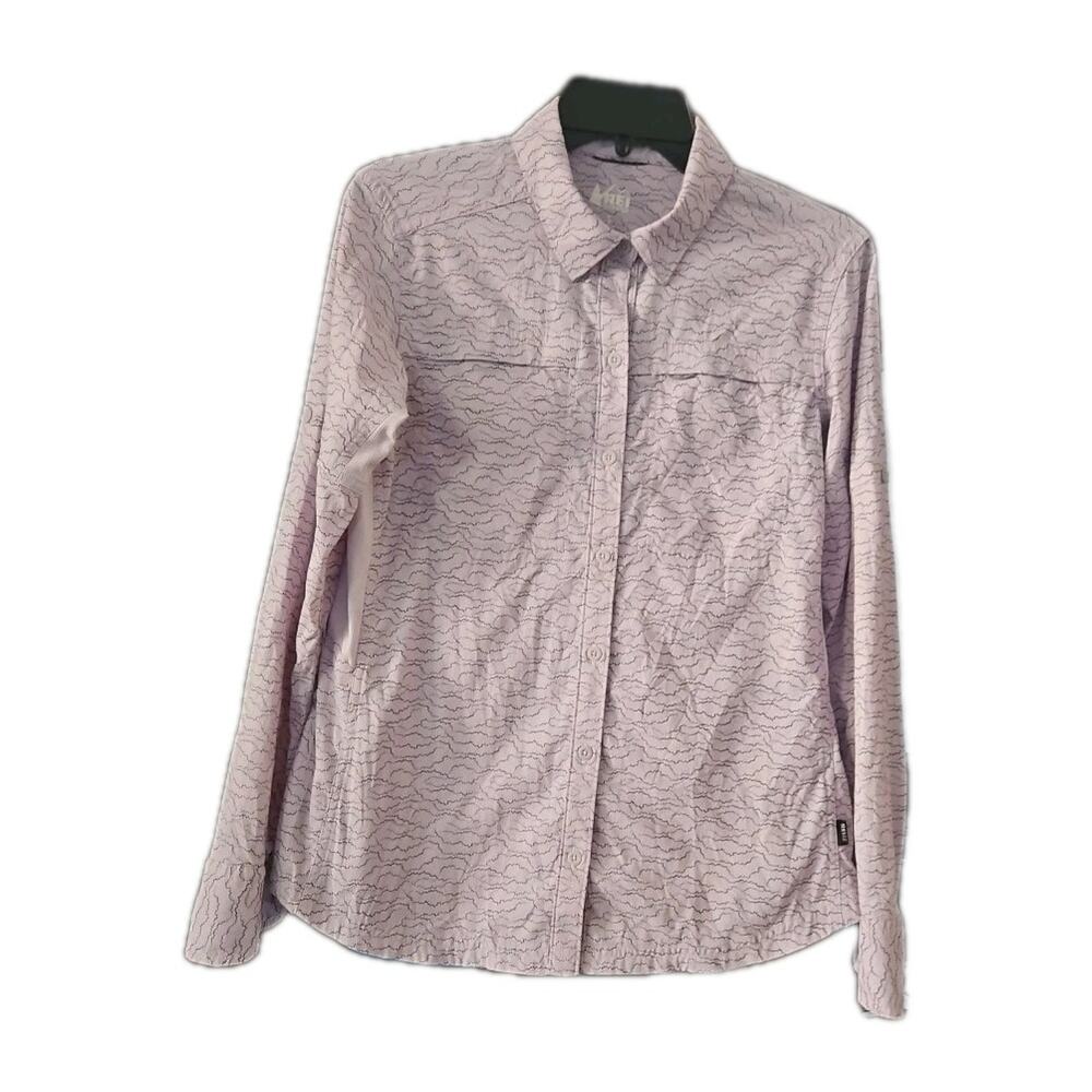 REI Coop Sportswear Shirt Women's Size Small Beige Light Pink Button-Down